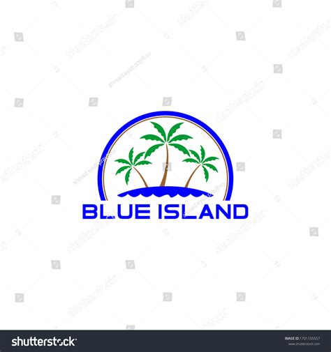 Blue Island Artwork Original Graphic Logo Design Royalty Free Stock
