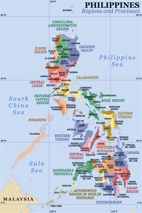 The Philippines Map With Countries And Major Cities