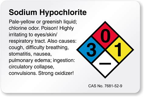 Horizontal Nfpa Sodium Hypochlorite Label Sku Lb