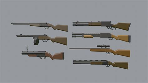 3D Model Low Poly Pack Two Shotguns VR AR Low Poly CGTrader