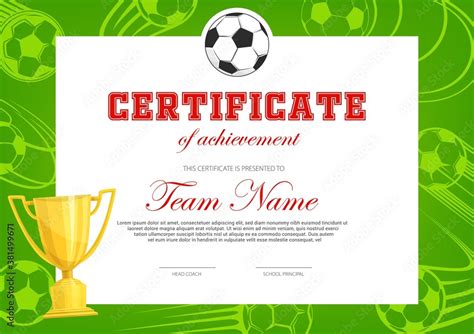 Certificate Of Achievement In Soccer Game Football Player Diploma