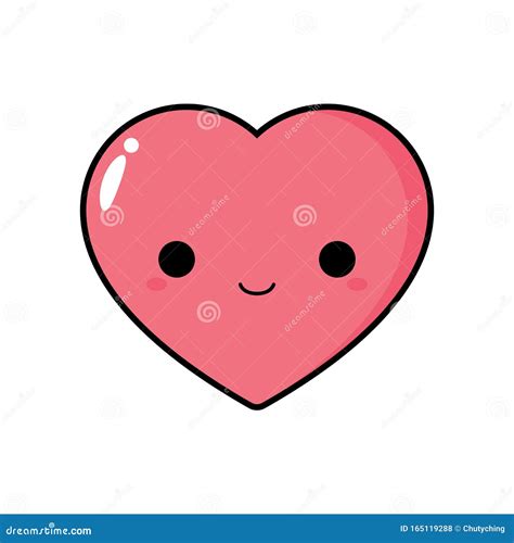 Cute Kawaii Happy Pink Heart Stock Vector Illustration Of Funny