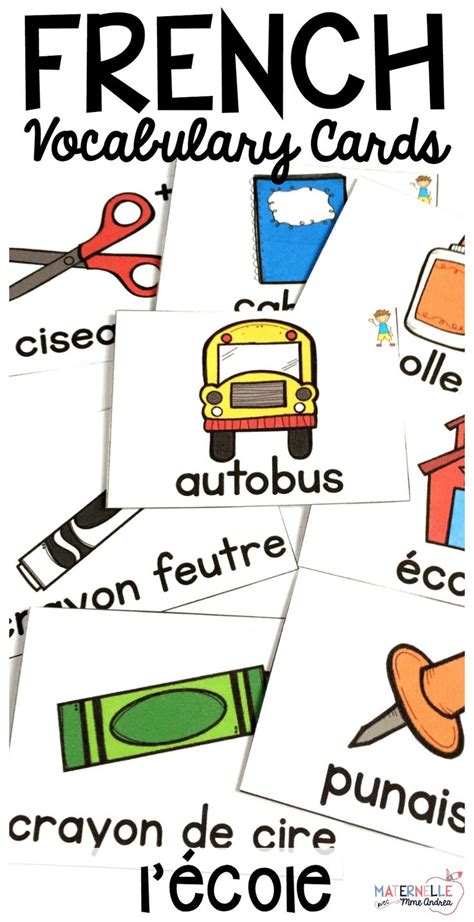French School Themed Vocabulary Cards Cartes De Vocabulaire Lécole