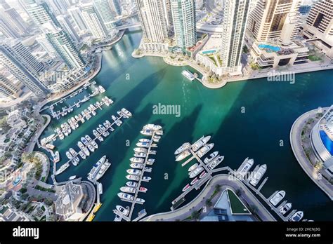Dubai Marina And Harbour Luxury Wealth Travel With Boats Yacht In