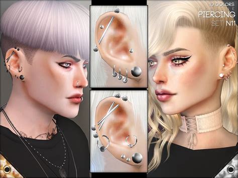 Piercings In 10 Colors Found In Tsr Category Sims 4 Female Earrings