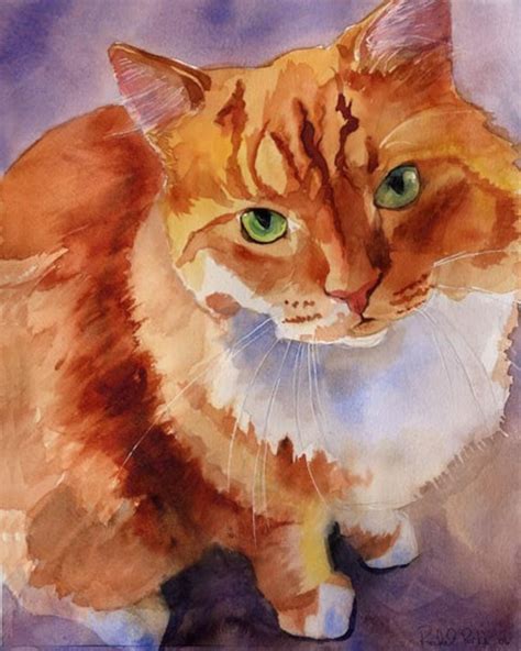 Orange Marmalade Bicolor Tabby Cat Art Print Of My Watercolor