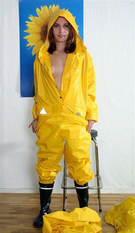 Rainsuit And Wellington Boots Vinyl Raincoat Pvc Raincoat Yellow