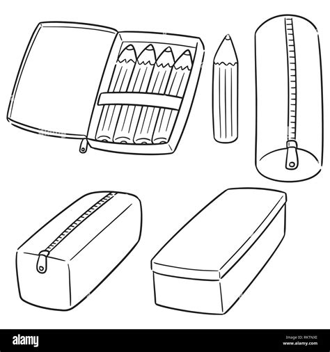 Vector Set Of Pencil Case Stock Vector Image And Art Alamy