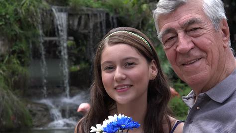 Happy Teen Girl Grandfather Stock Footage Video 100 Royalty Free