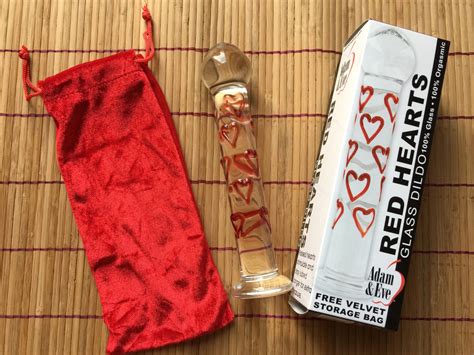 Adam And Eve Red Hearts Glass Dildo Carnalqueen