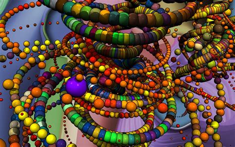 Digital Art Abstract 3d Ball Sphere Colorful Chains Wallpapers Hd