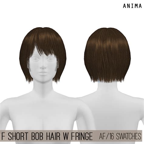 Ts4 F Short Bob Hair W Fringe Anima Short Bob Hairstyles Bob