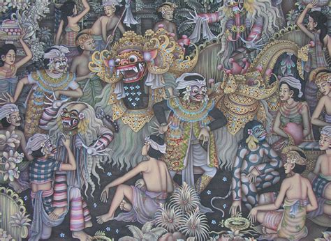 Balinese Painting Dogs And Cats Wallpaper