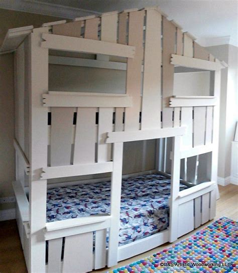 The house bunk bed with the optional drawers/full extension drawer runners, hinging doors cost about $700 to build. Custom Made Children's House Bunk Bed | House bunk bed ...