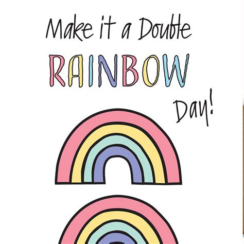 Cute Rainbow Card Double Rainbow Motivational Card Pun Etsy
