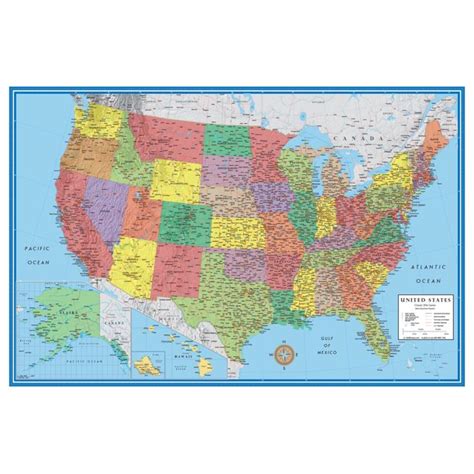 24x36 United States Usa Classic Elite Wall Map Mural Poster Walmart