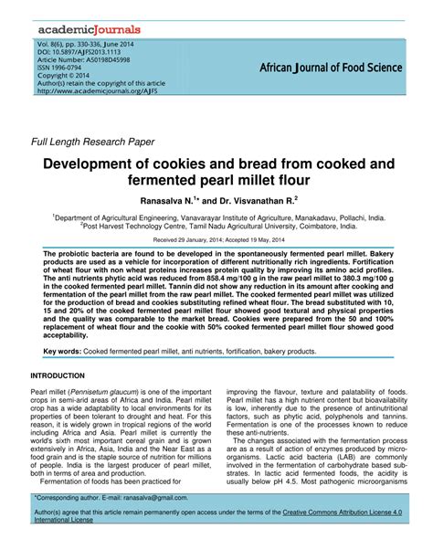 We are pleased to announce that food research international has been accepted in medline as of march 7th, 2017. (PDF) African journal of food science