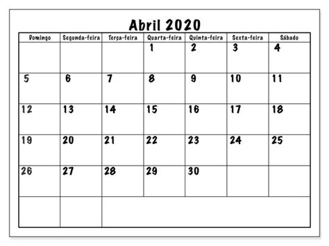 Calendario abril 2021 (formato apaisado). Calendário 2020 Abril Título | Zudocalendrio