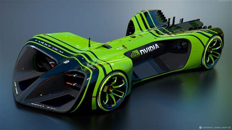 1366x768 Resolution Green And Black Nvidia Concept Car Hd Wallpaper