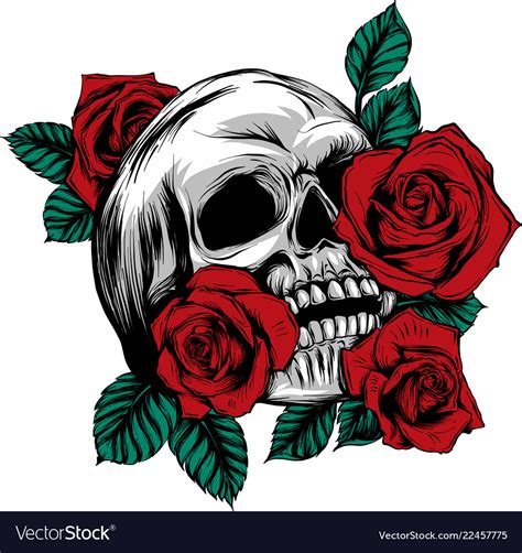 Skull And Roses Svg