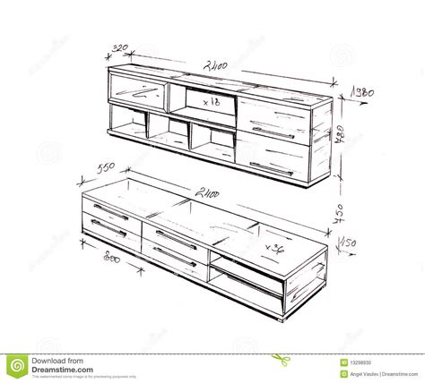 Modern Interior Design Freehand Drawing Stock Photo