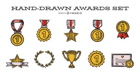 Hand Drawn Award Illustration Set Vector Download