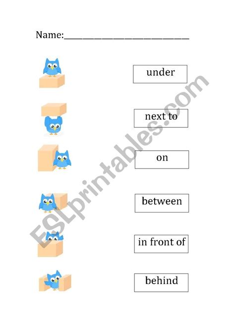 Each worksheet comes with the answer key. Easy preposition matching - ESL worksheet by raudaa
