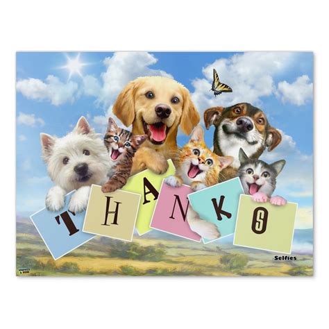 Writing a thank you note to a customer, employee or colleague of your business? Dog and Cat Thanks Thank You Selfie Home Business Office ...