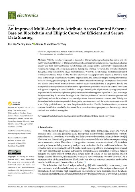 PDF An Improved Multi Authority Attribute Access Control Scheme Base