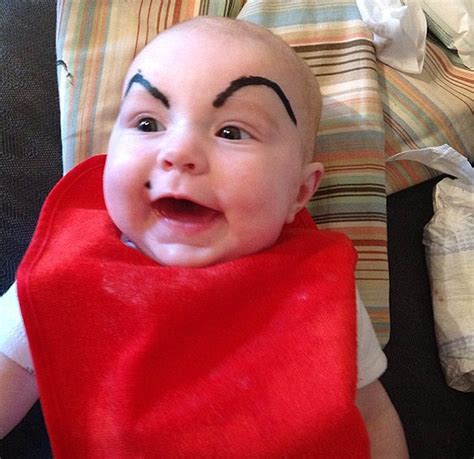 Funny Pictures Of Babies With Their Mothers Eyebrows Drawn By Their