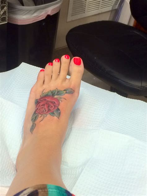 Rose Foot Tattoo Done By Zach At Deluxe Tattoo In Chicago Il Tattoos