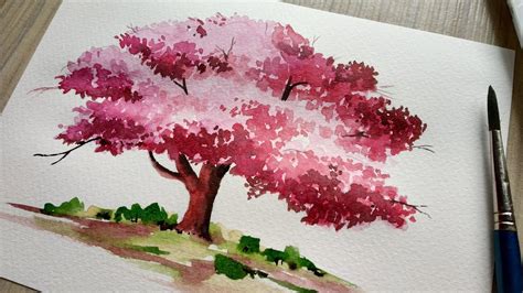 Pink Cherry Blossom Watercolor Painting Original Artwork Agrohortipb