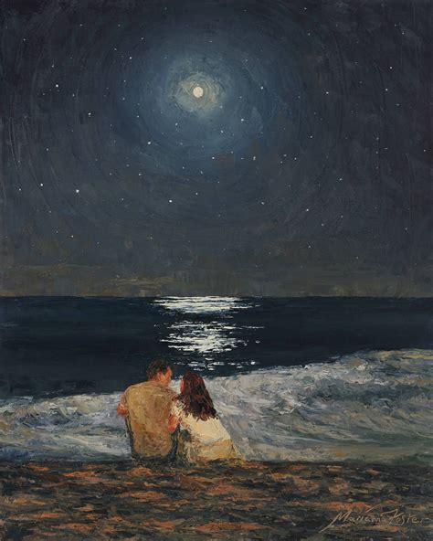 Moonlight Over The Ocean Painting Ocean Art Impressionism Art Ocean