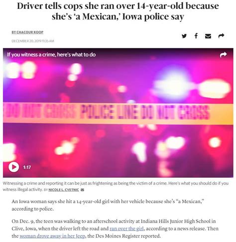 driver tells cops she ran over 14 year old because she s ‘a mexican iowa police say r