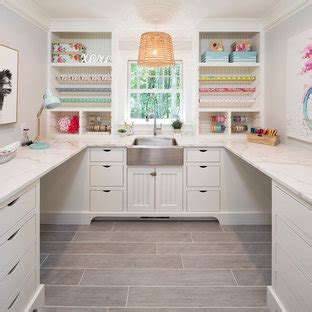 Whether you have an entire room, closet or just a small corner in your home dedicated for creating and craft supplies you are going to want to take a look at these fabulous craft room organization and storage ideas. 75 Beautiful Beach Style Craft Room Pictures & Ideas | Houzz