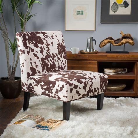 Noble House Cassie Fabric Slipper Chair Cow Print