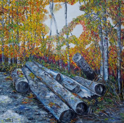 Winters Firewood Painting By Marilyn Mcnish
