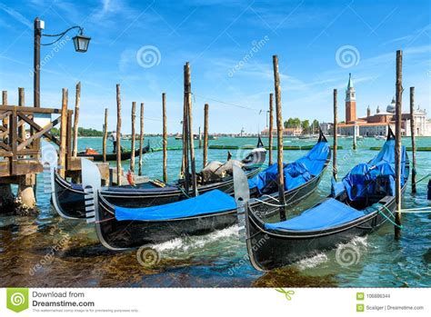 Berth With Gondolas In Venice Italy Stock Photo Image Of Scenery