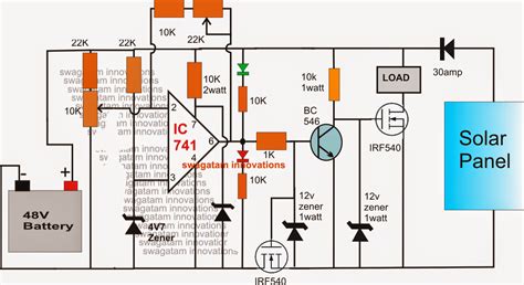 48v Solar Battery Charger Circuit With Highlow Cut Off Circuit
