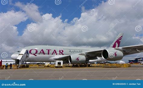 Qatar Airways Airbus A380 Super Jumbo On Display At Singapore Airshow