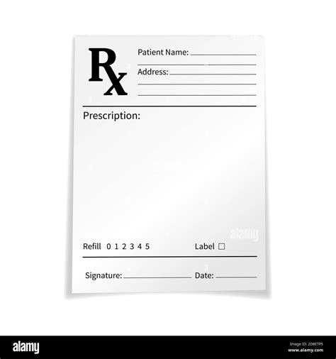 Blank Medical Prescription Form Isolated On White Background Realistic