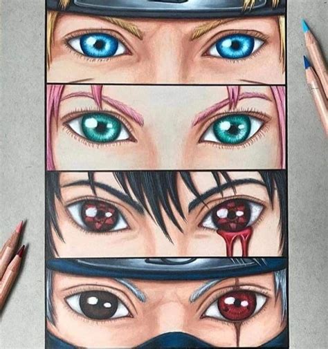 Team Drawn Eyes Naruto Sakura Sasuke Kakashi Naruto Eyes Naruto Anime Naruto Art