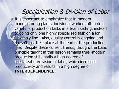 Explain Difference Between Specialisation And Division Of Labour