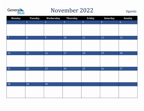 November 2022 Uganda Holiday Calendar