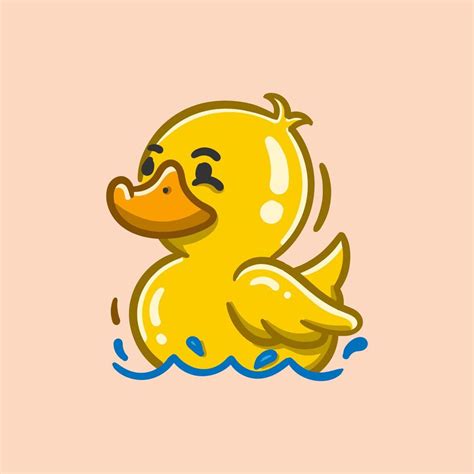 Cute Cartoon Duck On Water Vector Illustration 13700355 Vector Art At