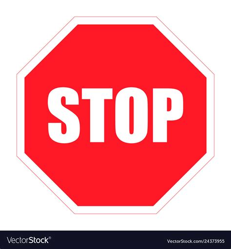 Stop Sign On A White Background Flat Design Vector Image