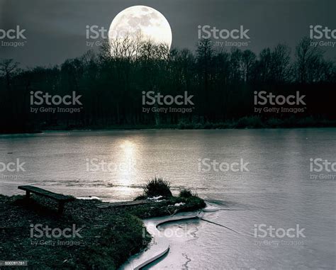 Spooky Moonrise Over Lake Stock Photo Download Image Now Arranging