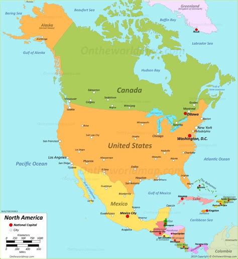 North America Map Image Cities And Towns Map