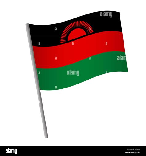 Malawi Flag Icon National Flag Of Malawi On A Pole Illustration Stock