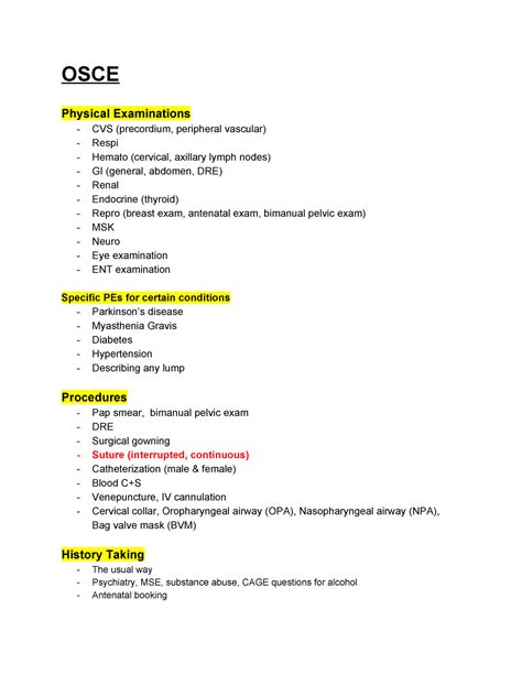 Osce Plan Our Plan For Osce Practice Osce Physical Examinations Cvs